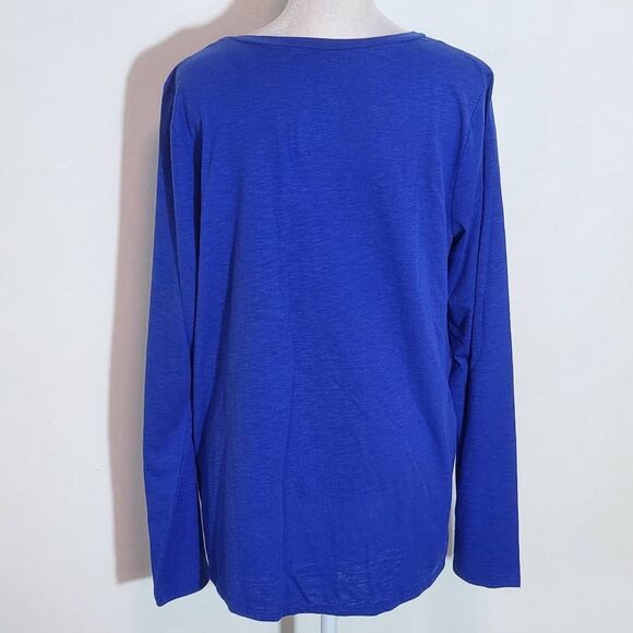 St. John's Bay Blue Button-Up Top with Tie Waist NWT Size Medium Blue Knit Top - Picture 5 of 9
